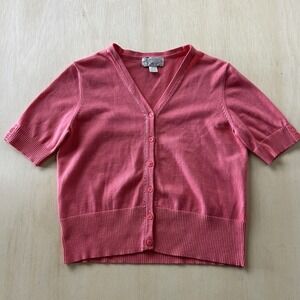 Vintage Casual Corner Annex Cardigan Sweater Women Petite Medium Pink V Neck Top